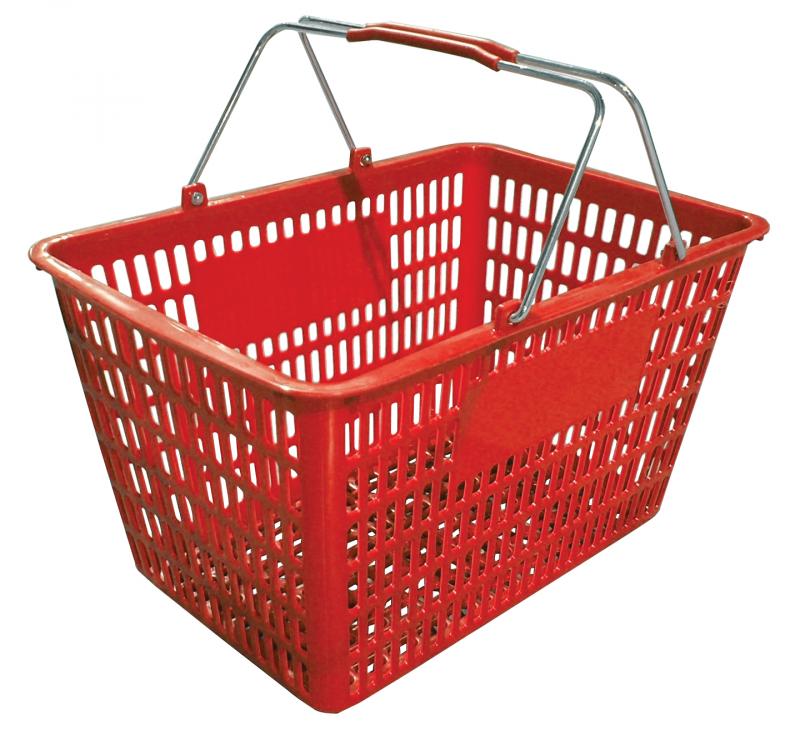 Red Plastic-Steel Shopping Basket